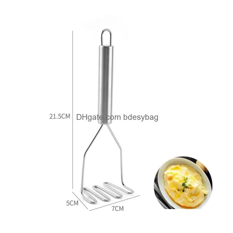 Fruit & Vegetable Tools Stainless Steel Wave Shape Potato Masher Cutter Tool Kitchen Gadget Tools Sweet Mashers Drop Delivery Home Gar Dhagj