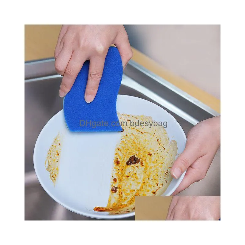 Sponges & Scouring Pads Square Sponge Eraser Kitchen Cleaning Scouring Pad Sponges Wood Pp Cotton Rag Washing Pot Brushes Household To Dh7Sh