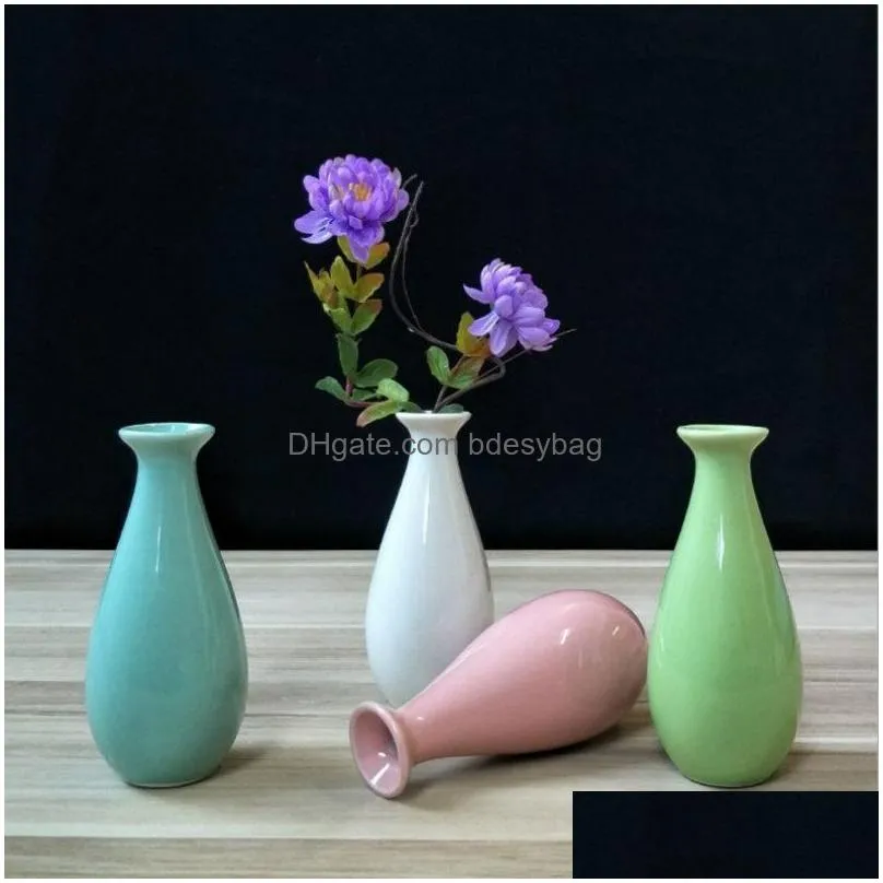 Vases Nordic Style Basket Flowers Vase Cute Mini Ceramic Flower Pot Aromatherapy Bottle Decoration Home Drop Delivery Home Garden Home Dhpy2