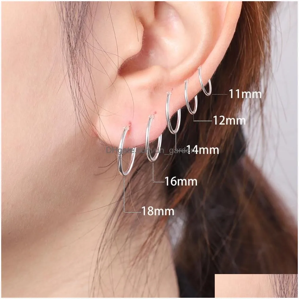 Hoop & Huggie Sterling Simple Ear Bone Hoop Earrings 6-18Mm Round Circle Earring Hoops For Women Men Drop Delivery Jewelry Ea Dhgarden Otrfx