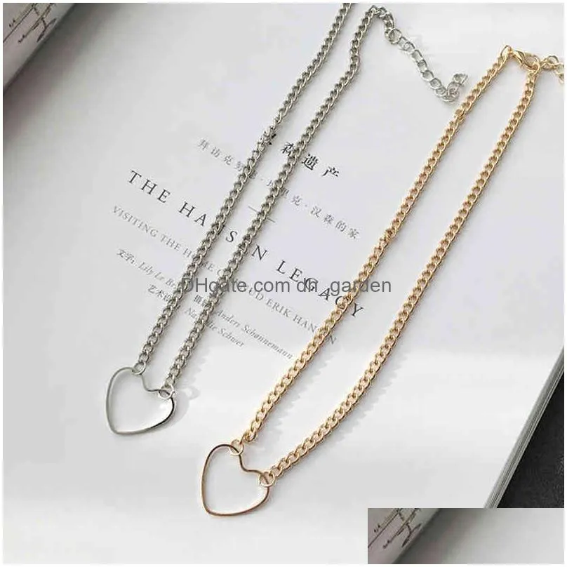 Pendant Necklaces -Hollow Heart Choker Necklaces For Women Wholesale Statement Necklace Dainty Pendant-Necklace Gift Drop Dr Dhgarden Ots4L