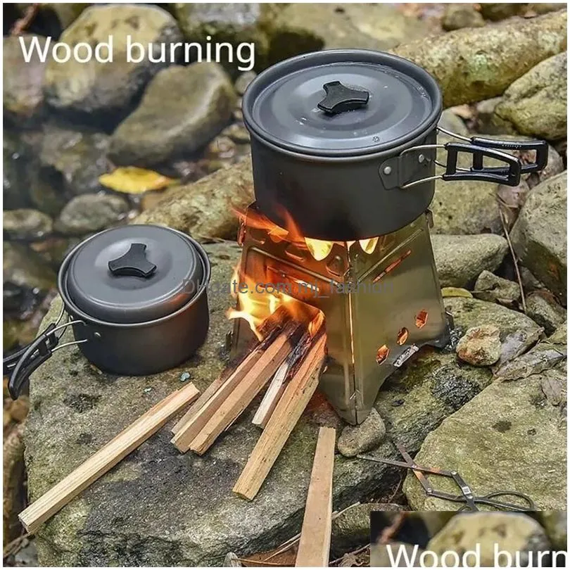 Stoves Stoves Portable Cam Wood Stove With Stainless Steel Folding Lightweight Firewood For Outdoor Hiking Traveling Bbq Picnic 231114 Dhydw