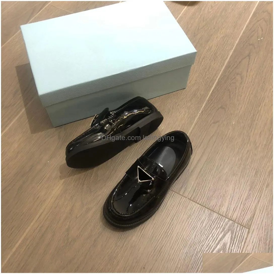 kids loafers boys patent leather black fashion casual flat shoes silver hardware for children boys girls baby leather shoes