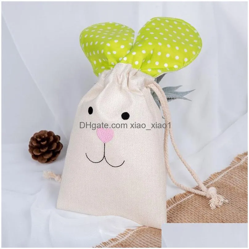 dhs easter sublimation rabbit egg sack small kids personalized easter gift candy bag with string home festival supplies 15wx20hcm