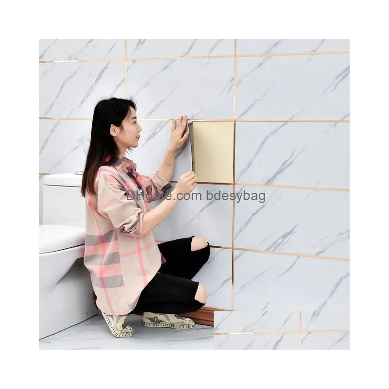 Tile Stickers Modern Thick Self Adhesive Tiles Floor Stickers Marble Bathroom Ground Wallpapers Pvc Bedroom Furniture Wall Sticker Roo Dhgfx