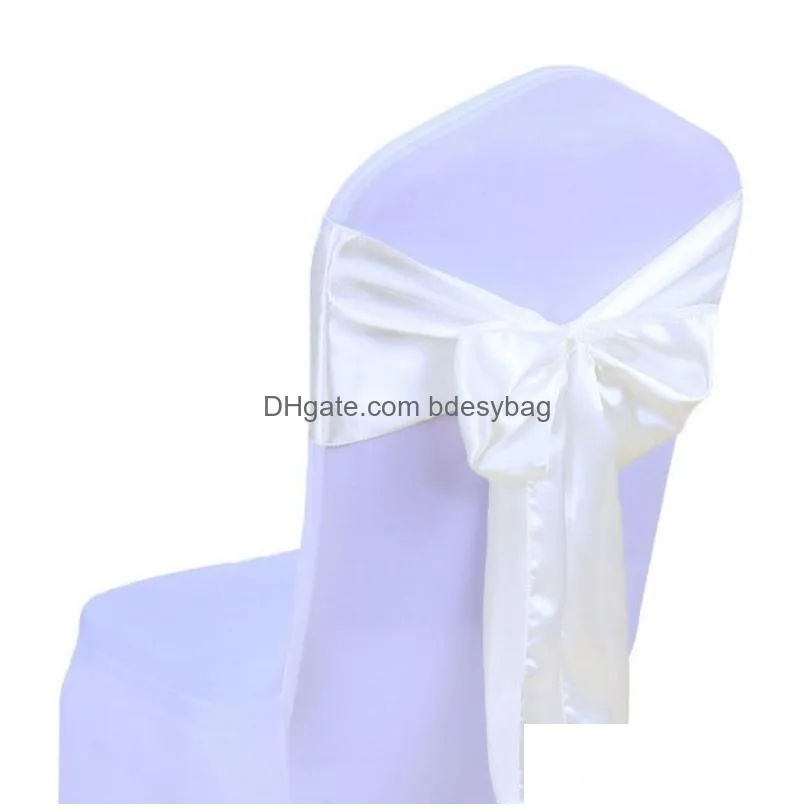 Sashes Wedding Chair Er Sashes Satin Fabric Bow Tie Ribbon Band Decoration El Party Supplies Drop Delivery Home Garden Home Textiles C Dhflk