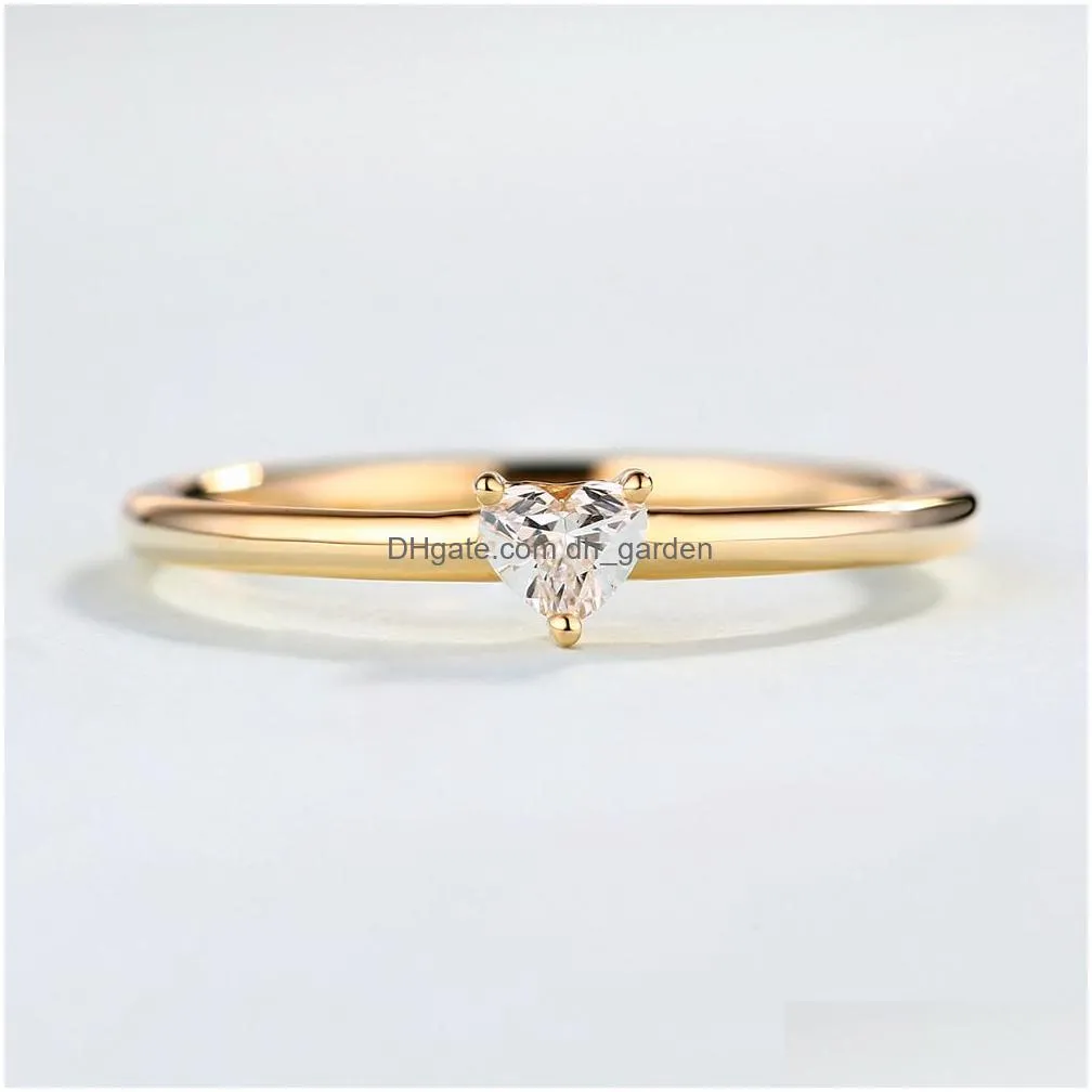 Band Rings Ring For Women Little Heart Thin Knuckle Rings Light Yellow Gold Color Daily Fashion Jewelry Kar173 Drop Delivery Dhgarden Otylx