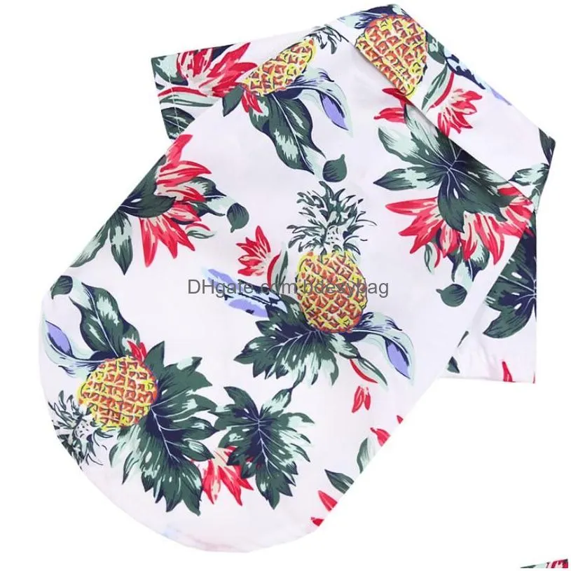 Dog Apparel Pet Hawaiian Shirt Cat Dog Apparel Clothes Summer Beach Camp Vest Clothing Floral Soft Pineapple Printed Shirts Drop Deliv Dhxwt