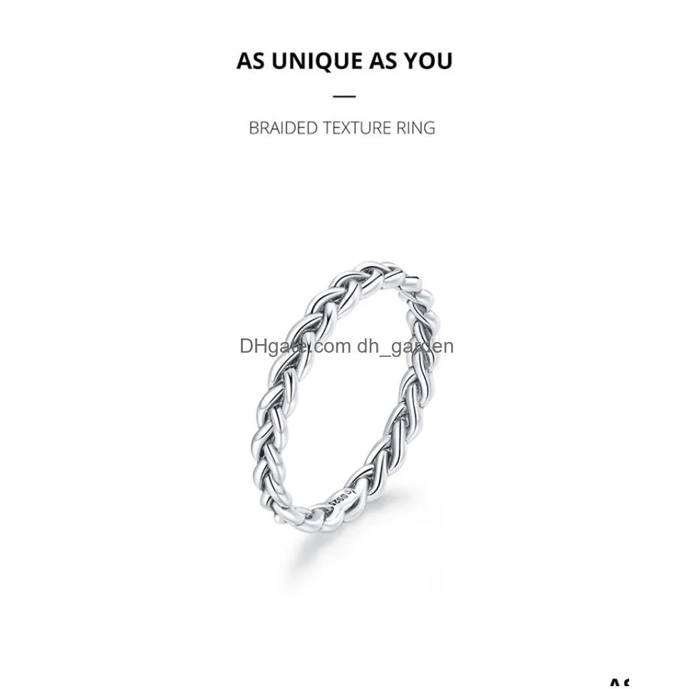 Band Rings Sterling Sier Braided Texture Ring Twisted Eternity Band Stackable Rings Fine Jewelry Drop Delivery Jewelry Ring Dhgarden Ot75P