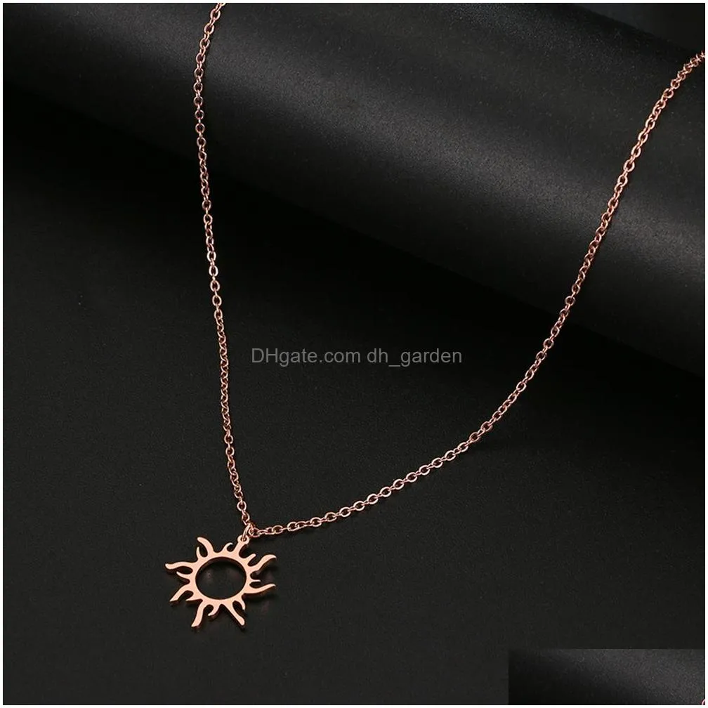 Pendant Necklaces Stainless Steel Necklace Plated Ethnic Sun Totem Pendent Necklaces For Charm Women Birthday Party Fashion Dhgarden Oto7O