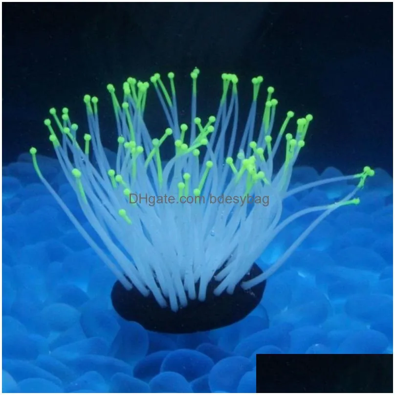 Decorations Fish Tank Glowing Decorations Effect Artificial Sile Plant Sea Ane For Aquariums Decoration Ornament Drop Delivery Home Ga Dhjcf
