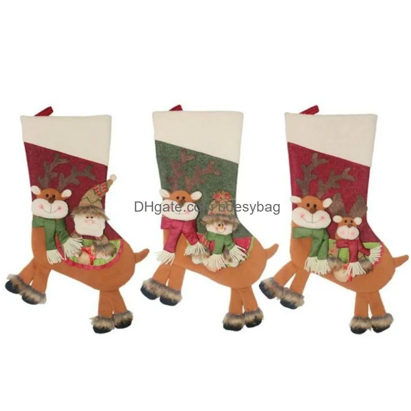 Christmas Decorations New Year Gifts Bag Christmas Stocking Decorations For Home Navidad Socks Natal Tree Decoration Noel Diy Supplies Dhmhx