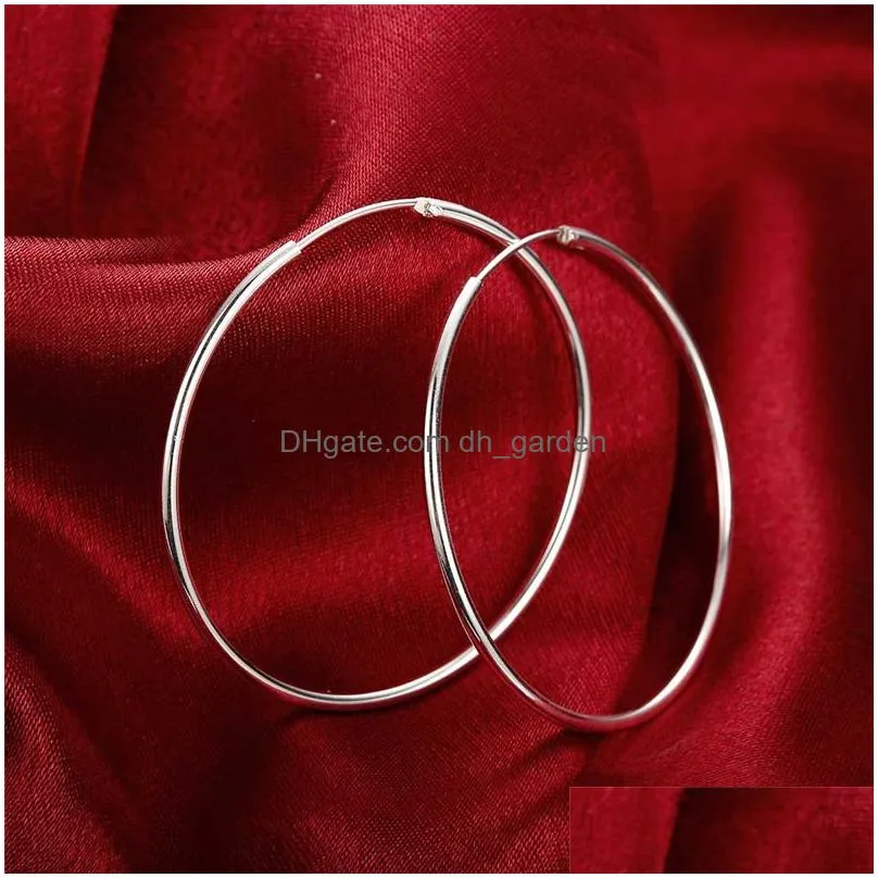 Hoop & Huggie Sterling Sier Round Circle 35/50/60Mm Hoop Earrings For Woman Wedding Engagement Party Fashion Charm Jewelry G Dhgarden Ot08X