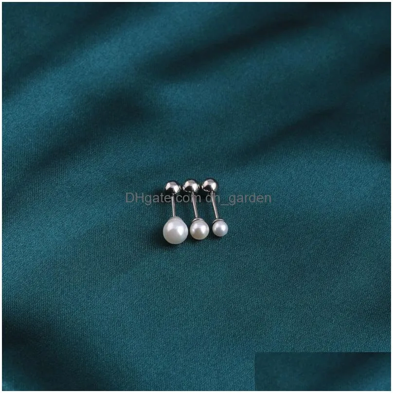 Stud 1 Pc Stainless Steel Pearl Ear Studs Earrings For Women/Men 5Mm Tragus Cartilage Piercing Jewelry Drop Delivery Jewelry Dhgarden Otk3Q