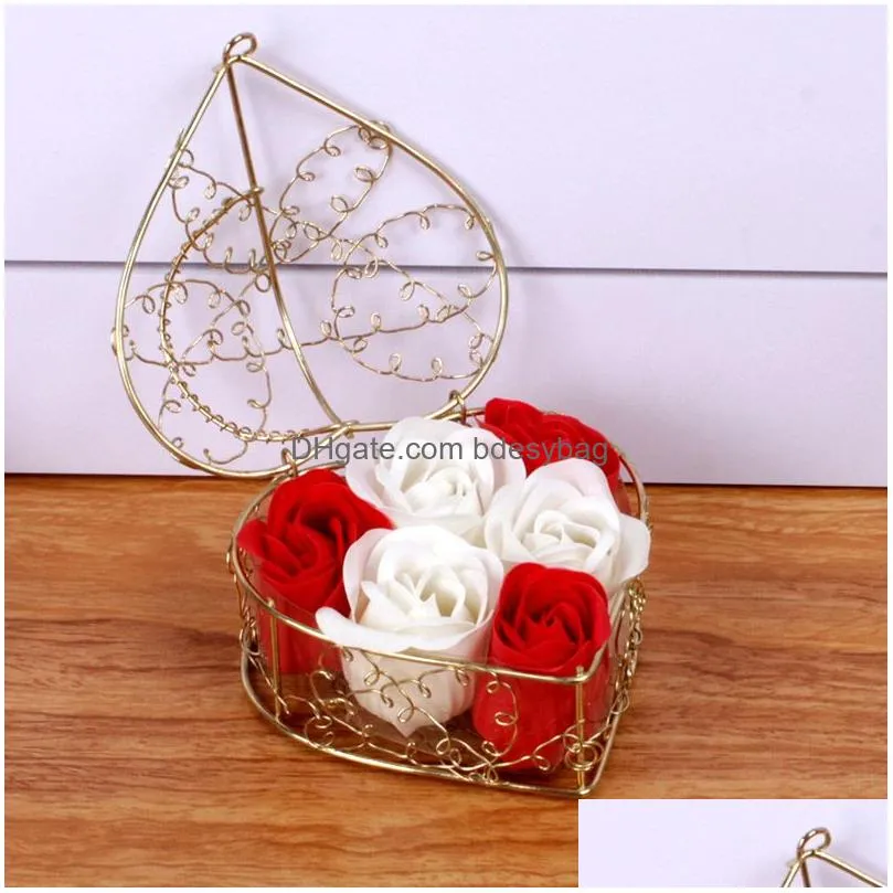 Party Favor Party Favor Iron Basket Rose Soap Flowers Gift Box Activity Creative Small Artificial Flower For Wedding Valentines Day Ho Dhyjr