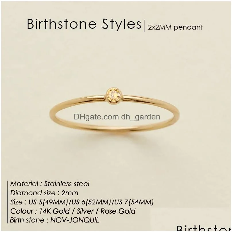 Band Rings Stainless Steel Birthstone Ring Gold Color Simple Fashion Style Rings For Women Festival Party Gift Drop Delivery Dhgarden Otnmg