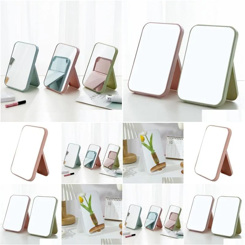 Mirrors Desktop Foldable Portable Makeup Mirror Student Dormitory Small Dressing Princess Drop Delivery Home Garden Home Decor Otztf