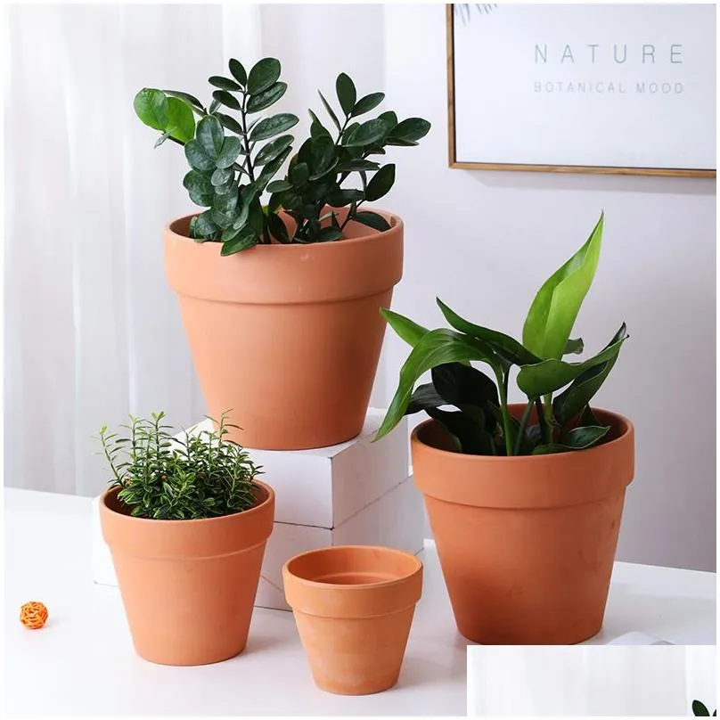 Planters & Pots Low Temperature Ceramic Flower Pots Red Y International Breathable Clay Succent Green Plant Containers Landscape Garde Otjsl