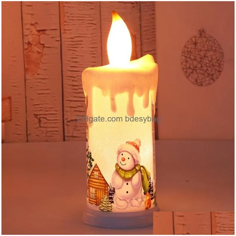 Candles Christmas Decoration Pvc Candle Light Led Simated Flame Santa Claus Snowman Xmas Gifts 22.5X9Cm Drop Delivery Home Garden Home Dh3Q4