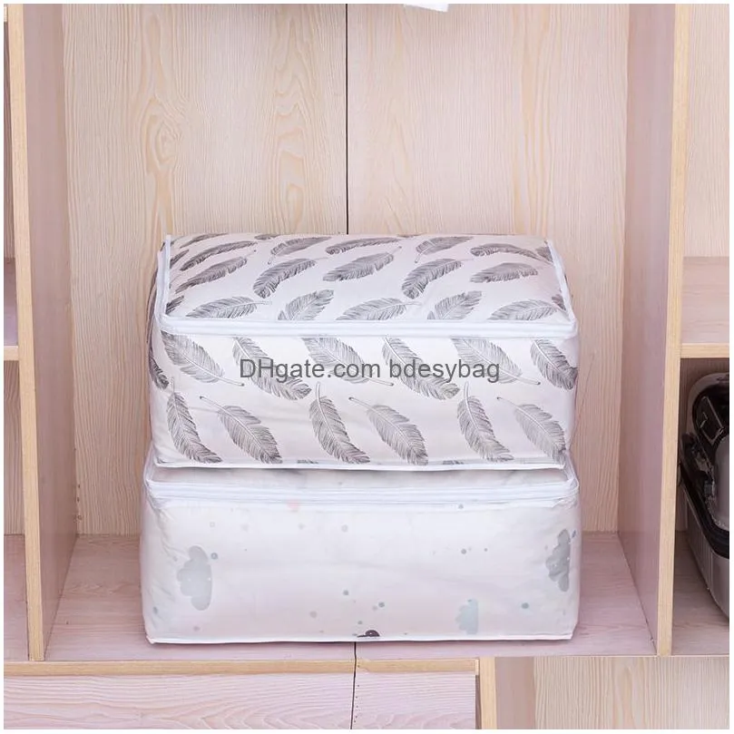 Storage Bags Peva Printed Quilt Clothes Storage Bag Folding Duvet Blanket Sorting Bags Dustproof Closet Under-Bed Moisture Proof Organ Dh7Is