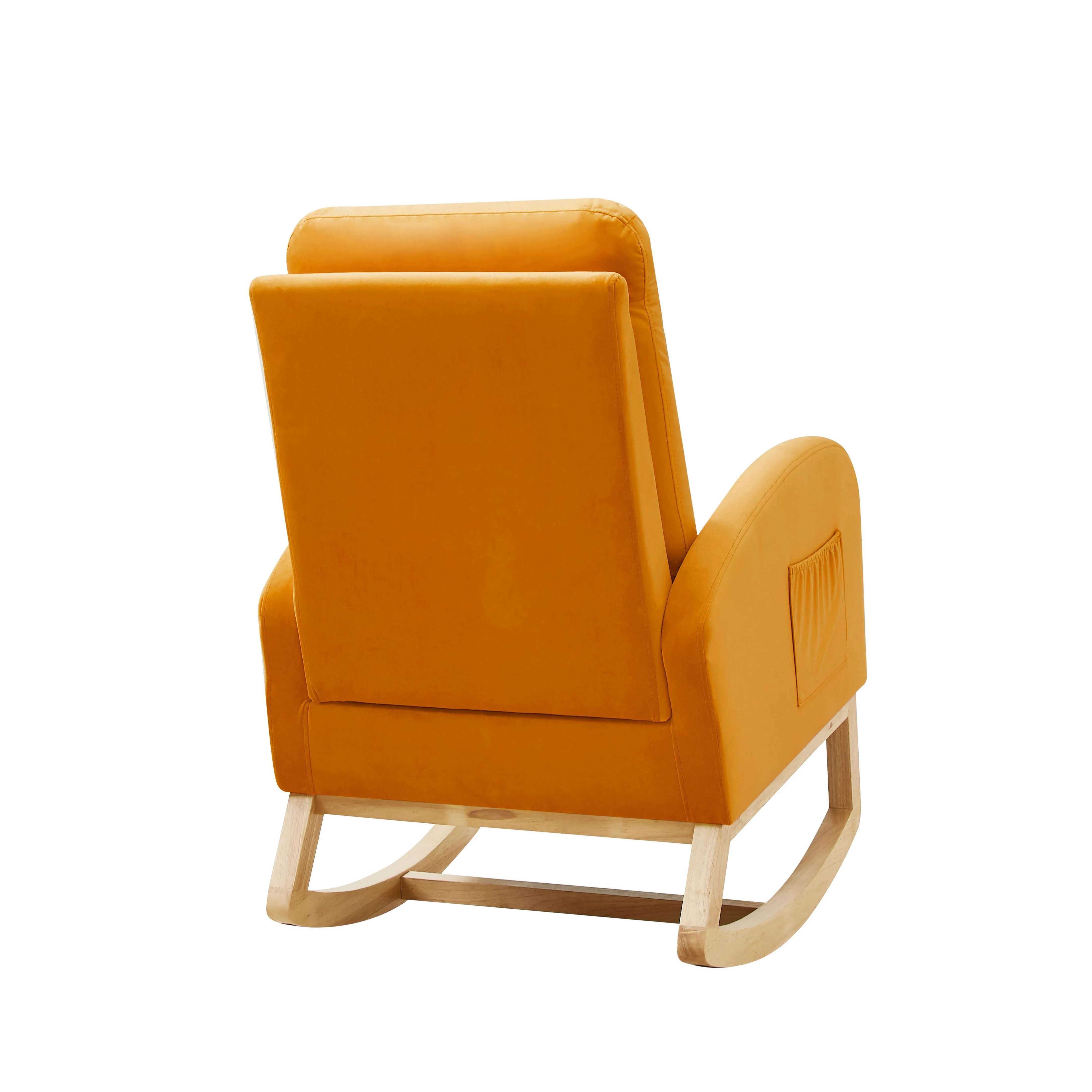 Rocking Chair Mid-Century Modern Rocking Armchair Upholstered Tall Back Accent Glider Rocker,Orange