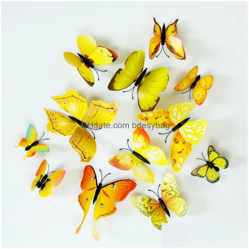 Fridge Magnets Diy 3D Fridge Magnets Butterfly Wall Sticker Home Decor Room Decorations Stickers Poster Waterproof Drop Delivery Home Dhzwg