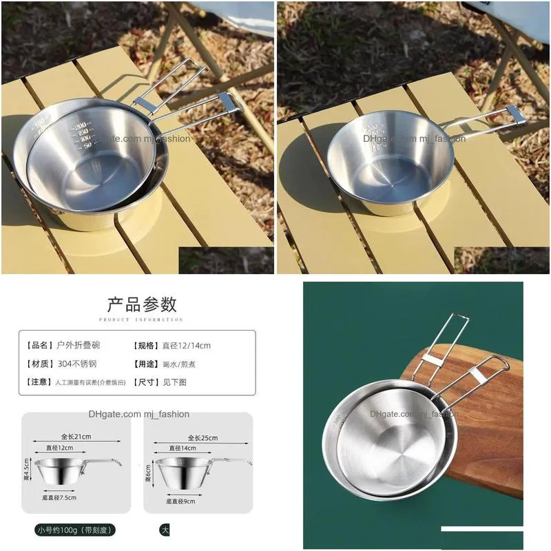 Camp Kitchen Camp Kitchen Folding Snow Bowl With Scale Food Instant Noodle Cam Cookware Set Outdoor Nature Hike Equipment Supplies 231 Dhiup