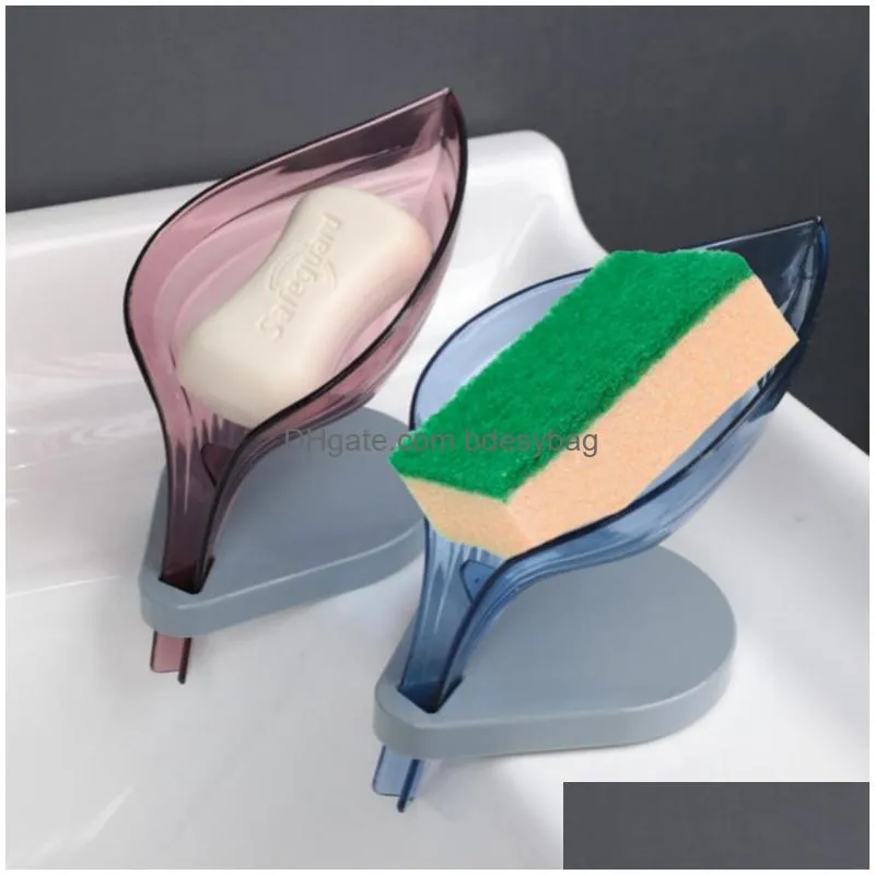 Soap Dishes Soap Dishes Storage Rack Shape Cleaning Suction Holder Bathroom Case Supplies Plate Creative Dish Sink Cup Brush Drain Lea Dhgmc