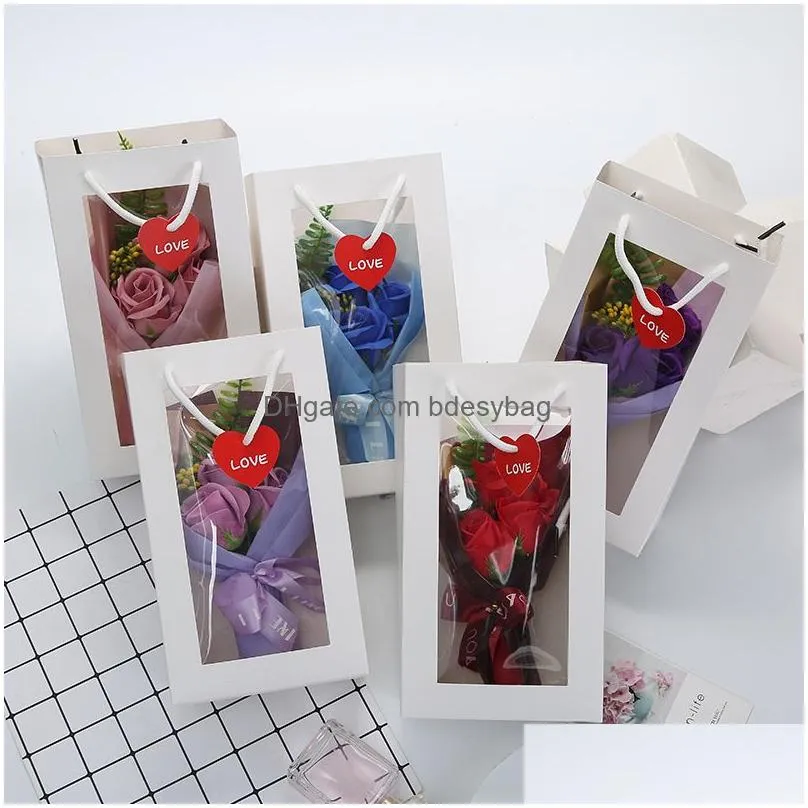 Decorative Flowers & Wreaths Handmade Soap Foam Roses In Gift Box Fake Flower Artificial Valentine Wedding Birthday Mothers Day Gifts Dhkij