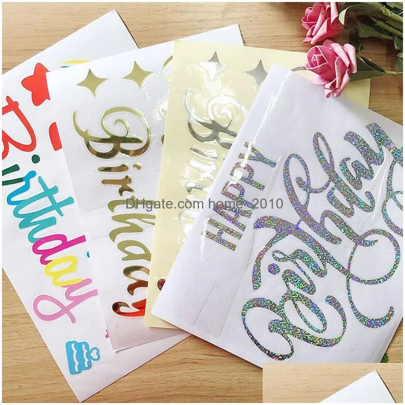 party decoration happy birthday balloon sticker bobo stickers pvc letter decals wedding decorations 230920