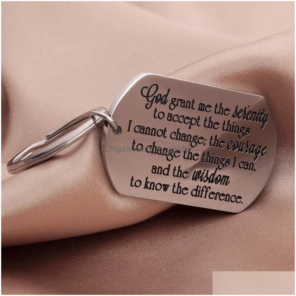 Keychains & Lanyards Christian Key Chain Serenity Prayer Gift Sobriety Reery Gifts For Woman Men Teen Boy Girls Relius Keyri Dhgarden Otzew