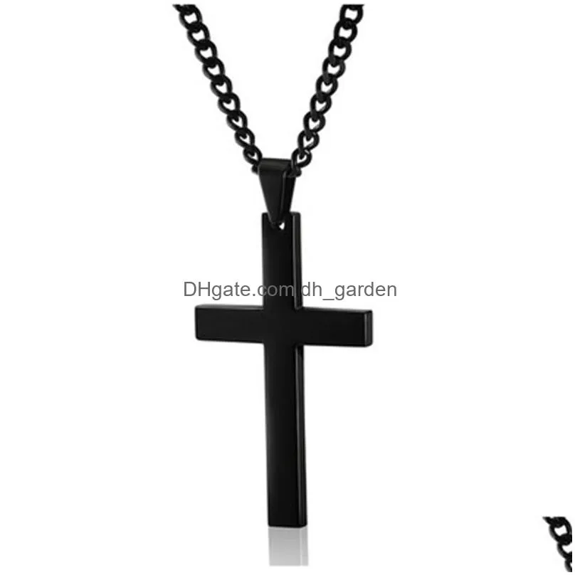 Pendant Necklaces New Cross Necklace Pendants For Men Stainless Steel Gold Colour Male Pendant Necklaces Prayer Jewelry Frie Dhgarden Otwad