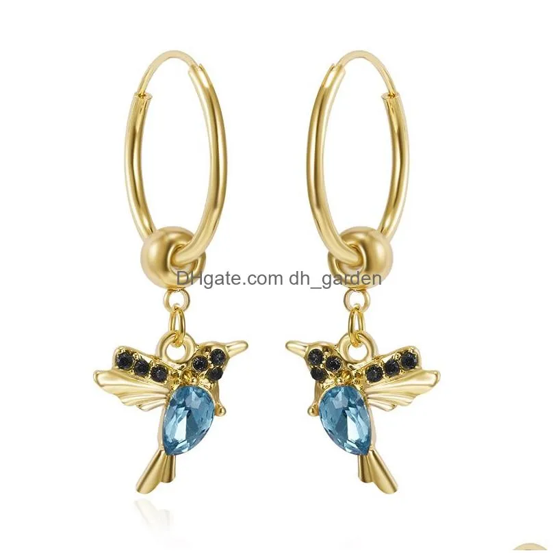 Hoop & Huggie Exquisite Bird-Shaped Hoop Pendant Crystal Earrings Tassel Bird For Womens Wedding Jewelry Drop Delivery Jewelr Dhgarden Otb3F