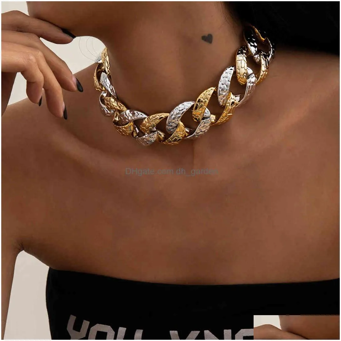 Chains Exaggerated Vintage Ancient Choker Necklace Pendant Women Statement Lock Link Thick Chain Necklaces Steampunk Men Jew Dhgarden Otqep