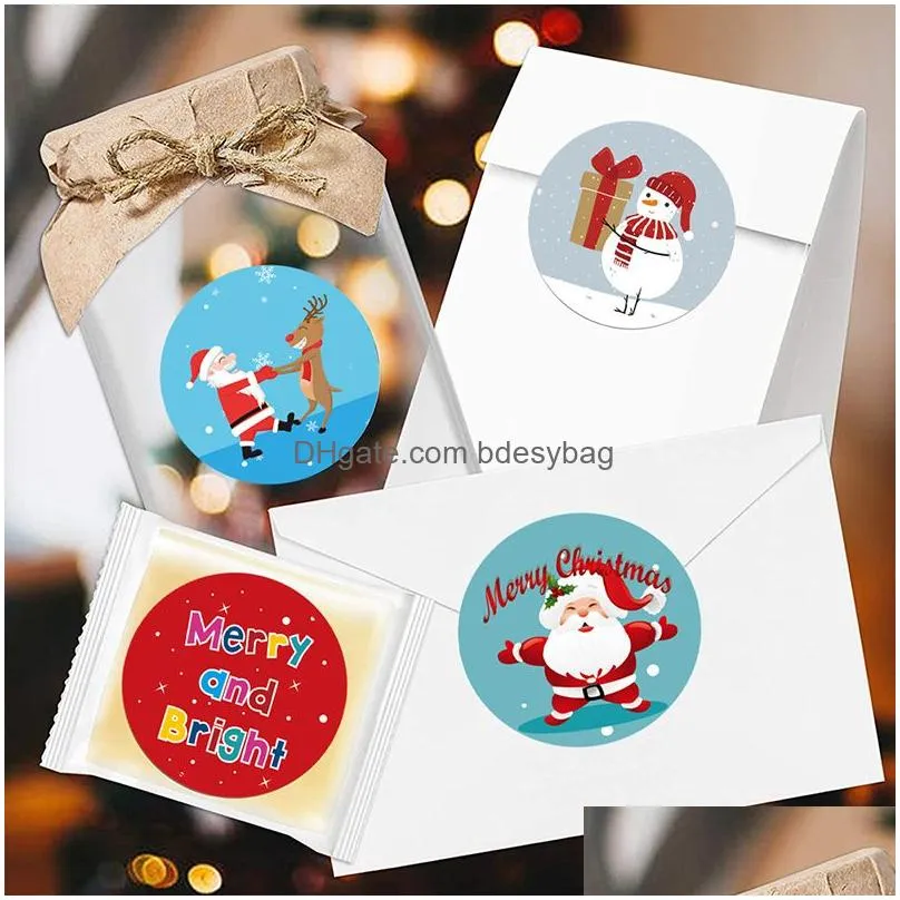 Other Decorative Stickers 8 Designs 1 Inch Christmas Theme Seal Labels Stickers For Diy Gift Baking Package Envelope Stationery Decora Dhdhr