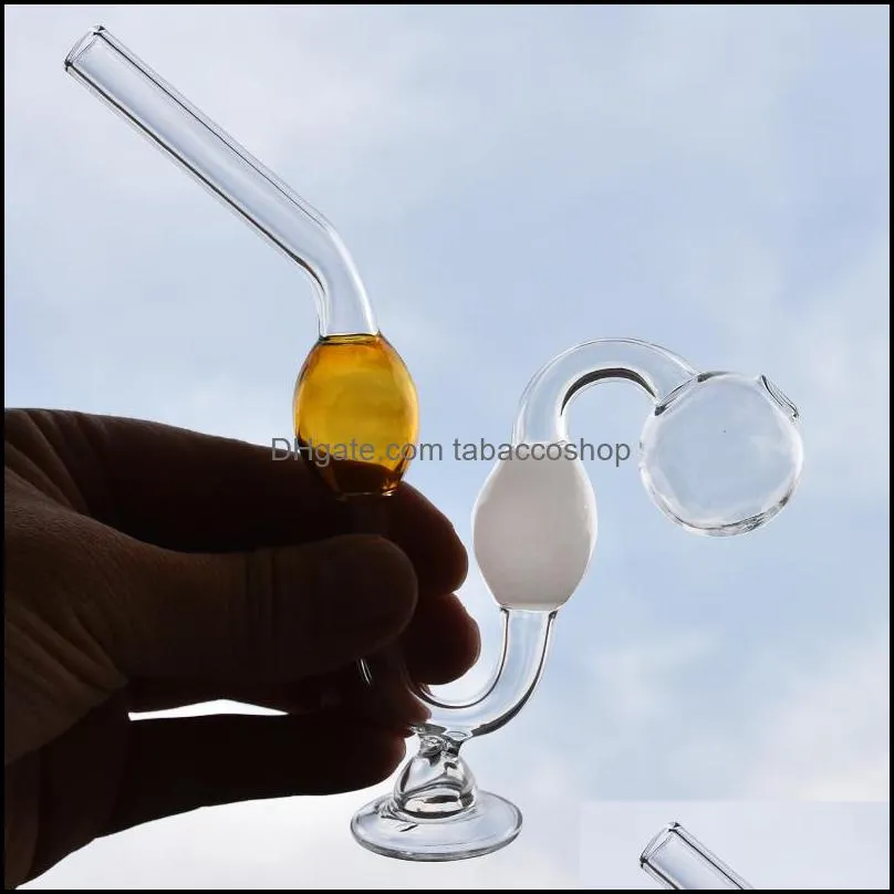 colorful serpentine oil burner pipe portable glass water pipes bowl thick pyrex downstem rig round of small pot glass bubbler tobacco nail for smoking