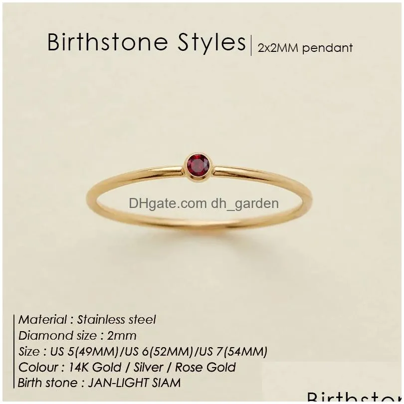 Band Rings Stainless Steel Birthstone Ring Gold Color Simple Fashion Style Rings For Women Festival Party Gift Drop Delivery Dhgarden Otnmg
