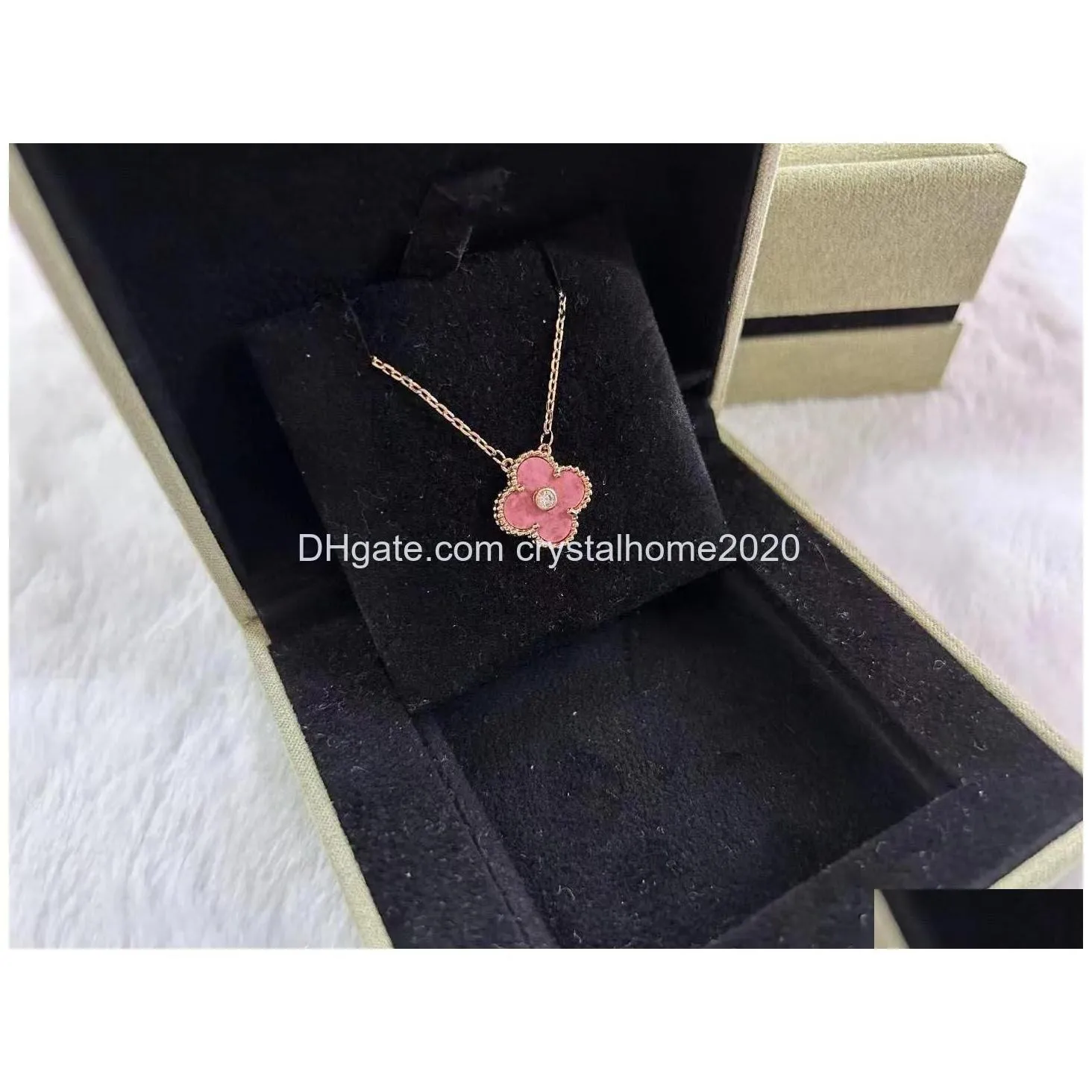pendant necklaces luxury van esigner 18k gold cross chain rose pink clover 15mm 4 leaf flower choker necklace nice top a drop delive