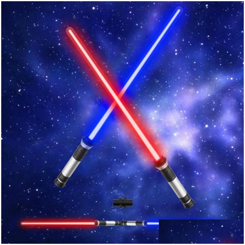 Led Swords/Guns Led Swordsguns 2Pcs Flashing Lightsaber Laser Double Sword Light Saber K Lightstick Cosplay Toys Sound And For Boys Gi Otvkf