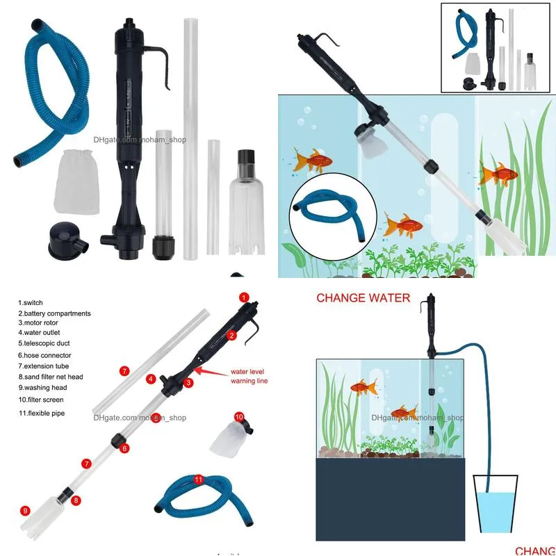 cleaning tools waste remover filters aquarium fish tank pipe vacuum suction filter battery operated water change pump gravel cleaner tool