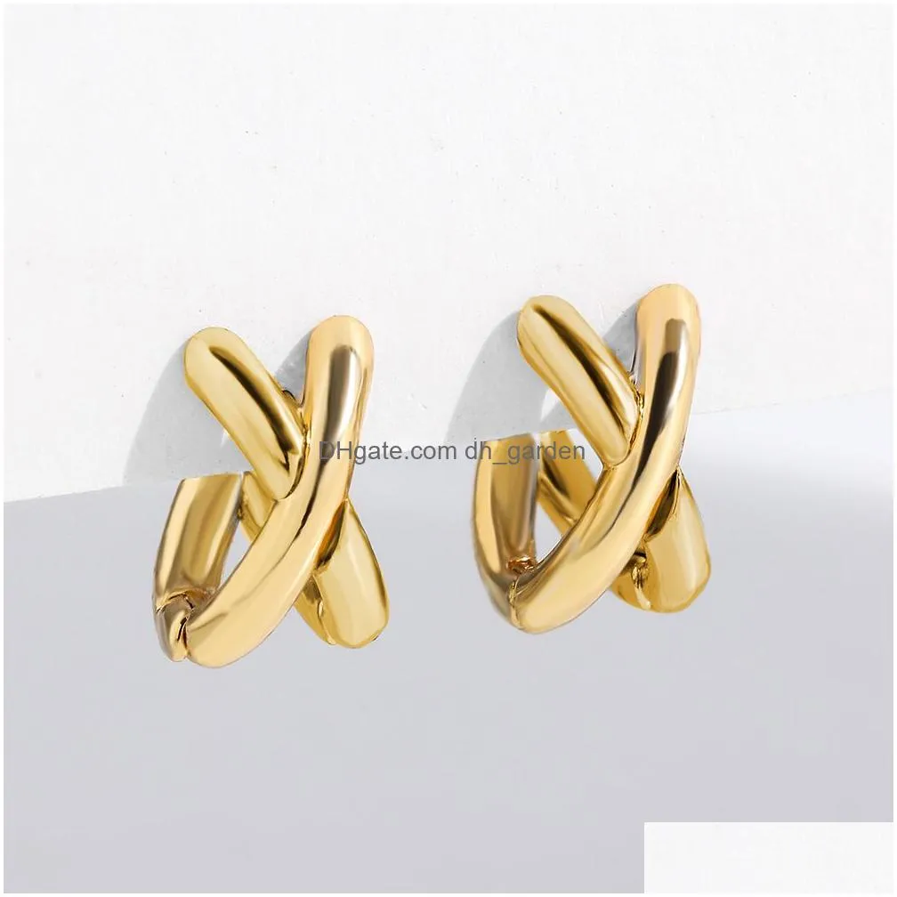 Hoop & Huggie Punk Mixing Metal Criss-Cross Earrings For Women Geometric Small Ear Bone Aros Hie Hoops Jewelry Drop Delivery Dhgarden Otefy