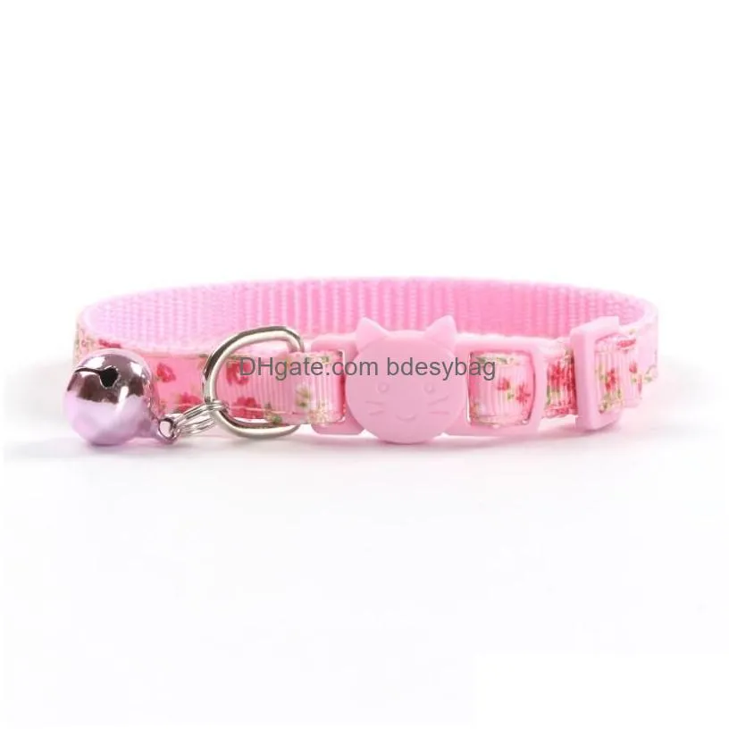 Cat Collars & Leads Cute Bell Collars For Cat Teddy Bomeg Cartoon Funny Footprint Collar Leads Pet Accessories Animal Drop Delivery Ho Dhlhz