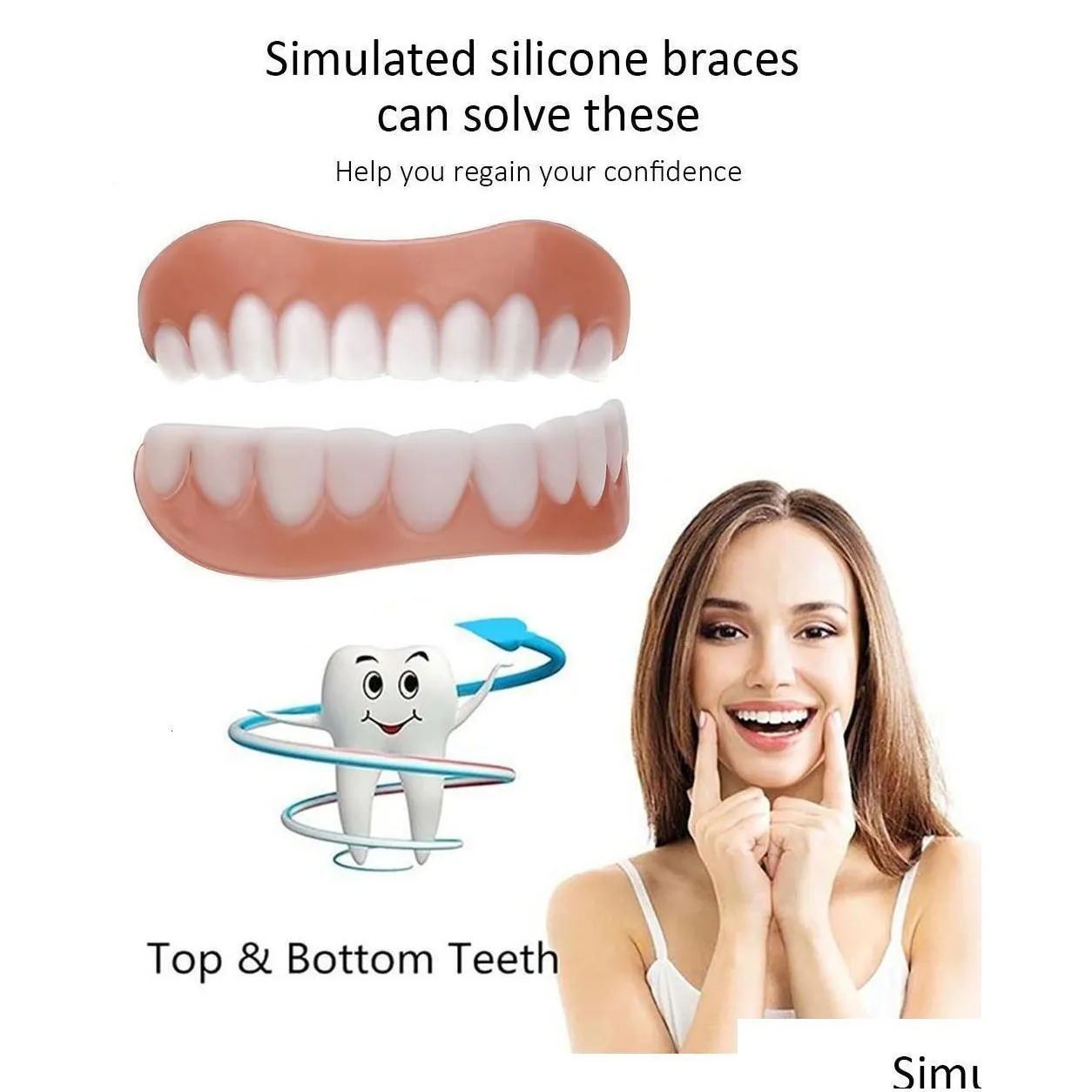 other oral hygiene silicone upper lower false teeth cosmetic perfect laugh veneers dentures paste tools fake instant smile 221114