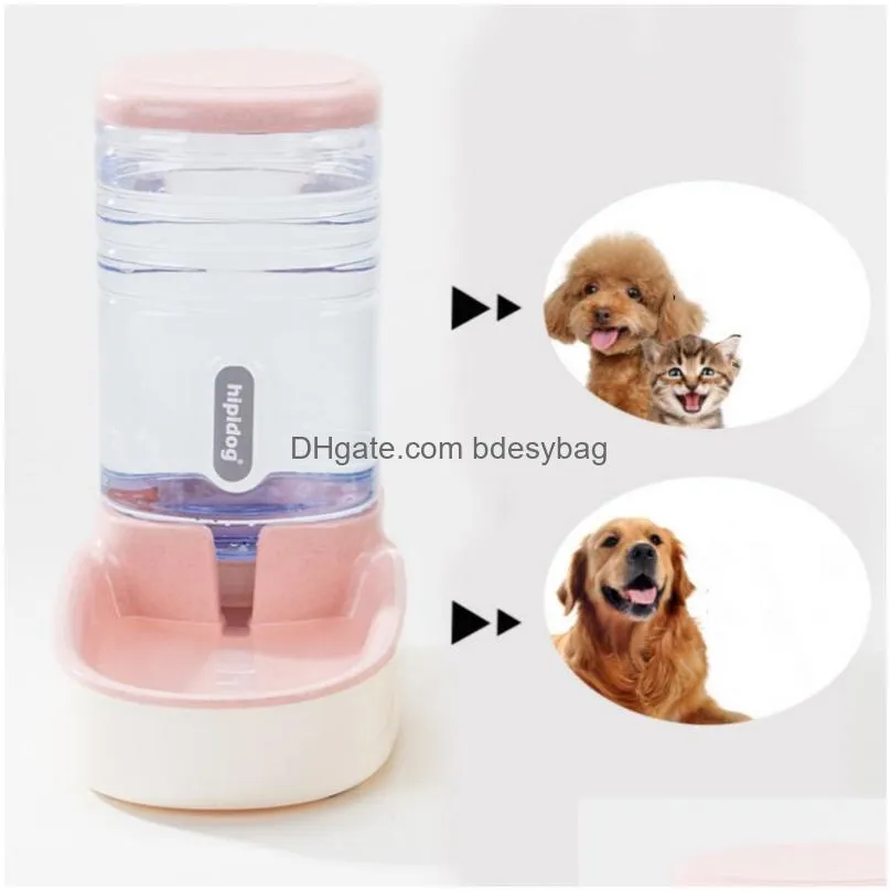 Dog Bowls & Feeders Dog Cat Feeders Water Dispenser Fountain Bottle Set Plastic Matic Pet Feeding Drinker Bowl 2 Pieces Drop Delivery Dhaqu