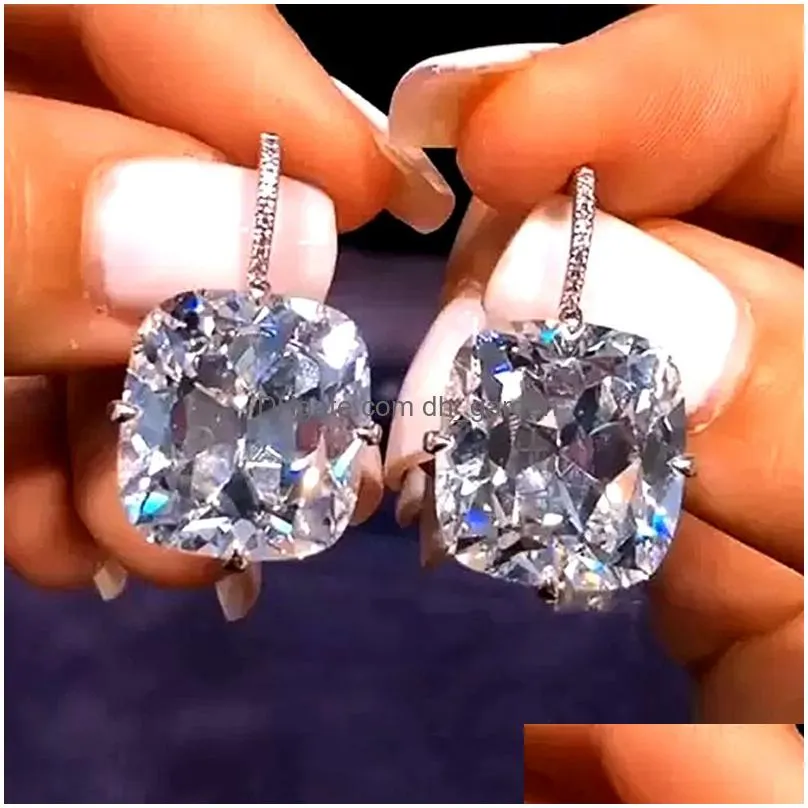 Dangle & Chandelier Cubic Zirconia Dangle Earring For Women Wedding Engagement Female Elegant Earrings Drop Delivery Jewelry Dhgarden Otbfz