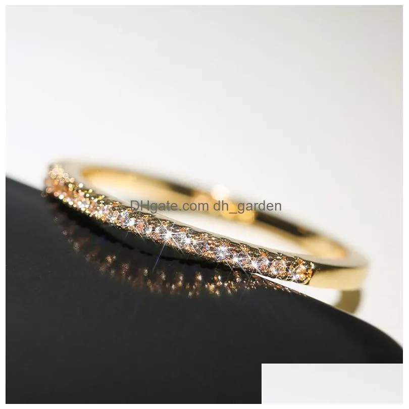 Band Rings Huitan 2021 Minimalist Thin Rings For Women Wedding Brilliant Cubic Zircon High Quality Versatile Female Finger R Dhgarden Otin8