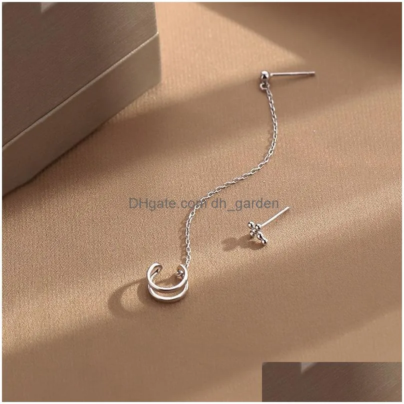 Ear Cuff Delicate 925 Sterling Sier Asymmetric Cross Stud Ear Bone Line Earrings For Women Men Hip Hop Party Jewelry S-E1317 Dhgarden Otrv0