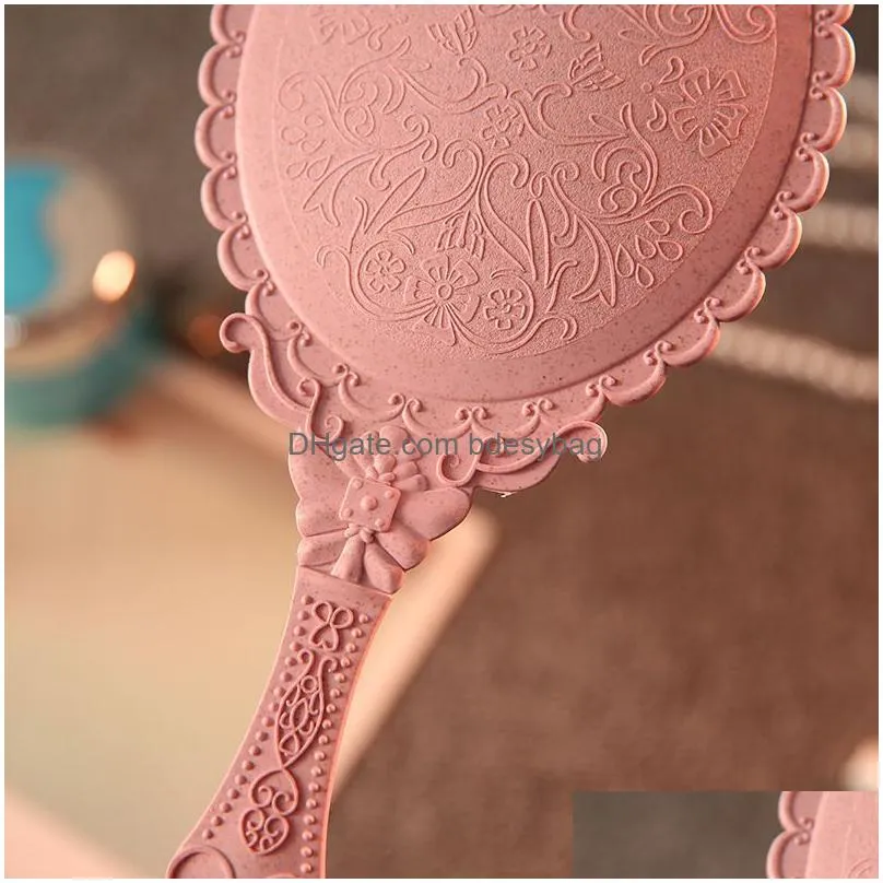 Mirrors Portable Vintage Makeup Hand Held Mirror Old Fashion Abs Comfy With Handle Beauty Tool Drop Delivery Home Garden Home Decor Dhu04