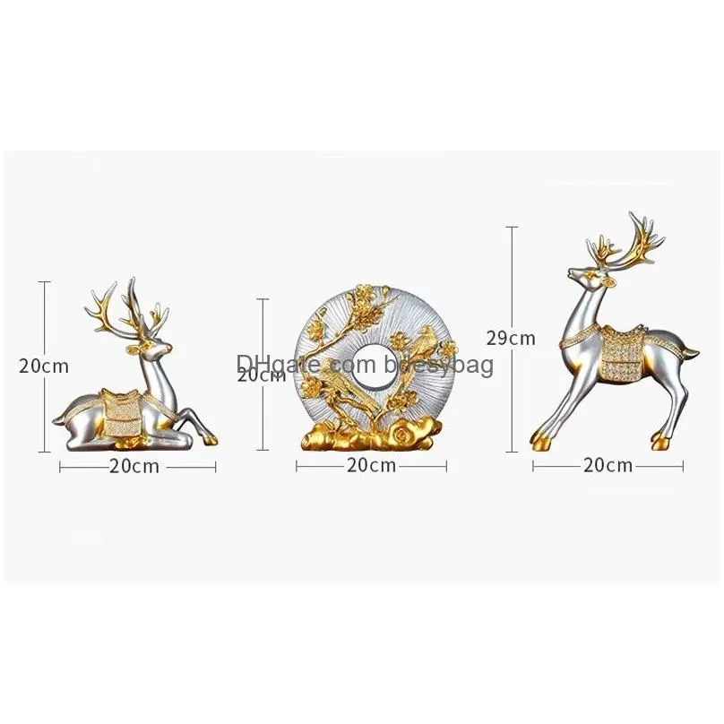 Decorative Objects & Figurines 1 Pair Resin Deer Decorative Objects Statue Figurine Home Room Decor Crafts Scpture Modern Art Store De Dhtfm