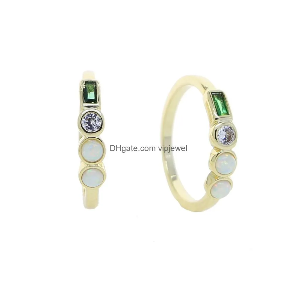 promotion gold color women finger jewelry us size 5 6 7 8 bezel set round white fire opal stone rings2704